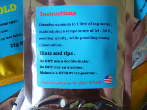 Brine Shrimp Eggs w/Hatching Salt Mix. Artemia . Sachets x 9 . ArtemEasy .